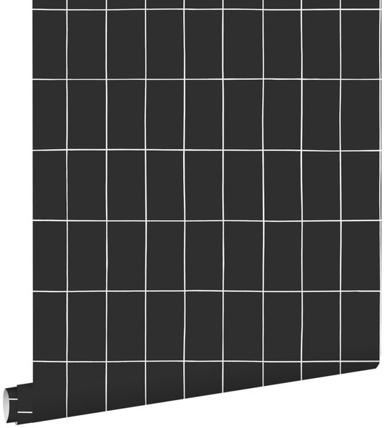 ESTAhome Tapete kleine Fliesen Schwarz und Weiß - 0,53 x 10,05 m - 139032
