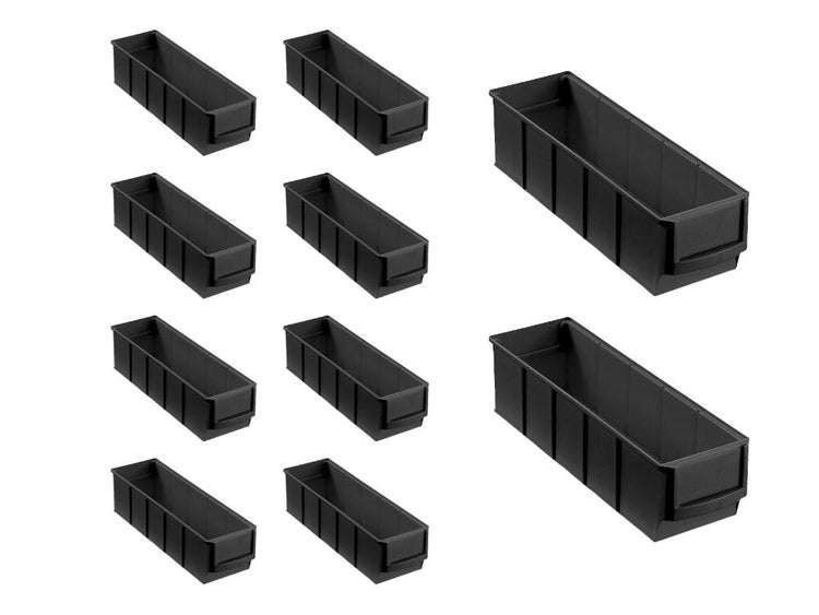 PROREGAL SparSet 10x Leitfähige Indurstriebox 300 S HxBxT 8,1 x 9,1 x 30 cm 1,6 Liter ESD Sortimentskasten