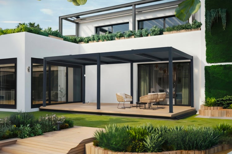 SANTA 6x3m graue motorisierte bioklimatische Pergola aus Aluminium