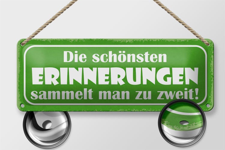 Blechschild Spruch 27x10cm Erinnerungen sammeln zu zweit Dekoration