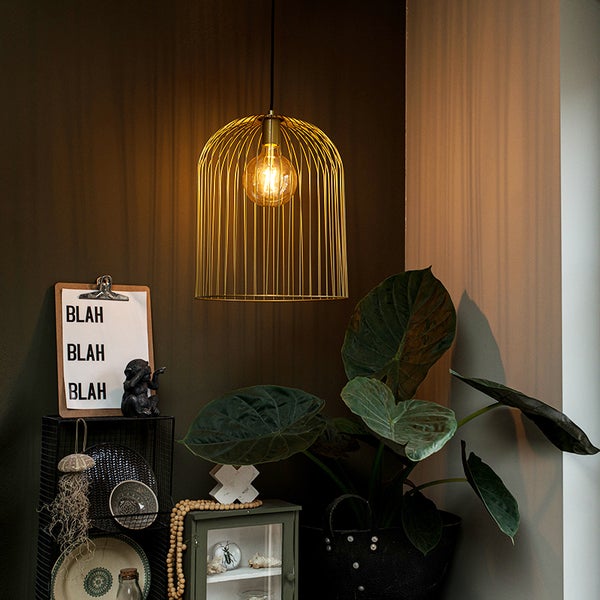 Design Hängelampe gold - Wire Knock