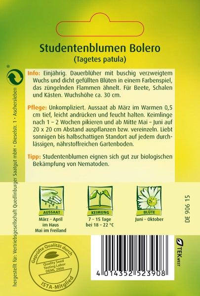 Studentenblumen Bolero Samen von Quedlinburger SAATGUT
