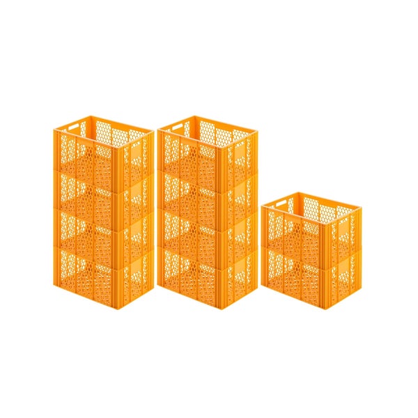 PROREGAL SparSet 10 x Eurobehälter Bäcker- und Konditorenkasten HxBxT 34,9 x 40 x 60 70 Liter Gelb-Orange Brötchenkiste Sstapelbare Bäckerkiste