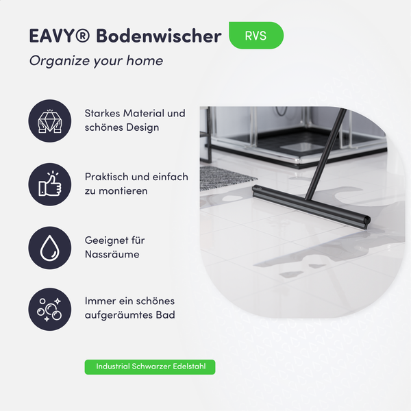 EAVY Wasserabzieher Edelstahl Schwarz 135 cm