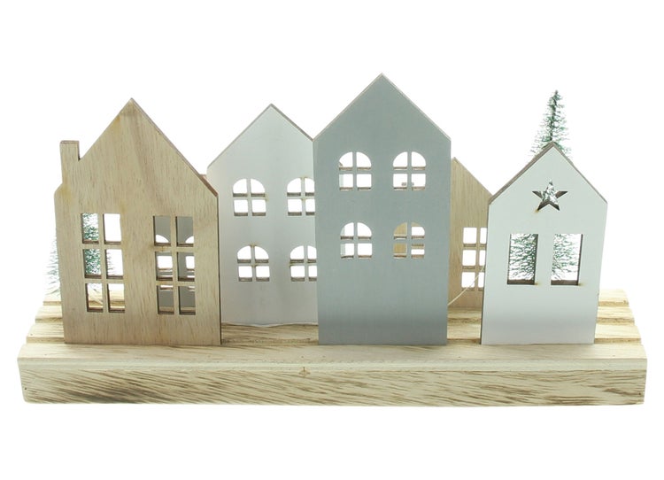 Dekorative Holzhaus-Lichterkette für weihnachtliche Stimmung