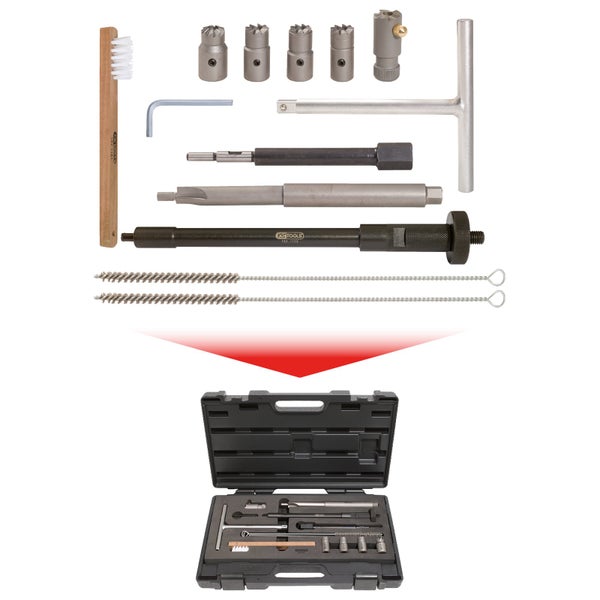 KS Tools Werkzeugsatz für Glühkerzen, präsentiert in einem schwarzen Werkzeugkoffer.