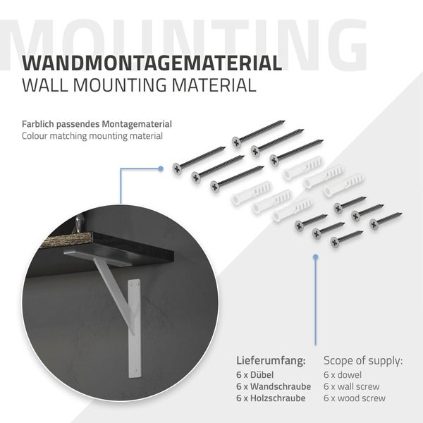 ML-Design 2 Stück Regalhalterung 240x240 mm, Weiß, Aluminium, Schwebende Regalhalterungen, Regalwinkel, Wandhalterung für Regalbrett, Regalträger für Wandmontage, Wandregal Wandkonsole Regalstütze