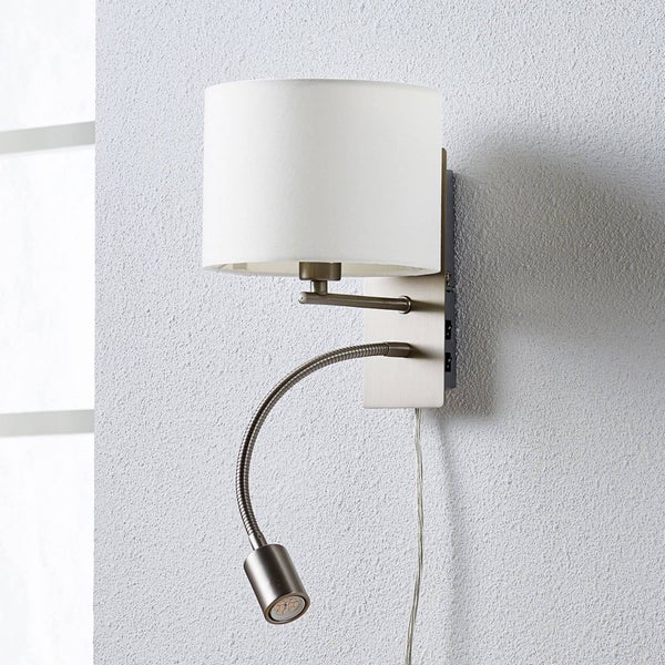 Lindby Wandleuchte, Wandlampe Innen Florens (Modern) in Alu aus Textil (1 flammig E14) - Wandleuchten Wandstrahler Wandbeleuchtung Schlafzimmer / Wohnzimmer Wohnzimmerleuchte