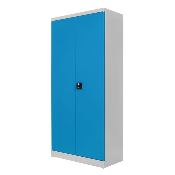 PROREGAL Schubladenschrank Chinchilla mit 27 Schubladen + 3 Ablageboden | HxBxT 179x80x41cm | Lichtgrau/Lichtblau | Spind, Schubladen
