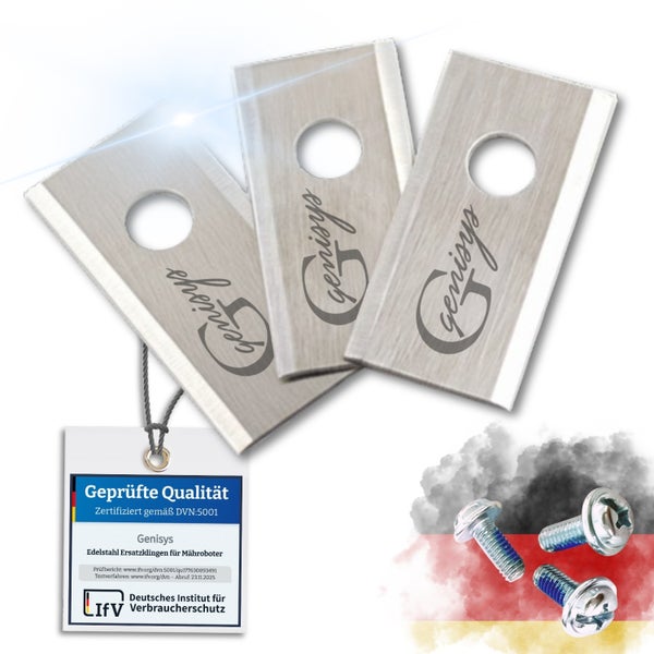 Genisys Ersatzklingen für Mähroboter aus Edelstahl mit Prüfsiegel