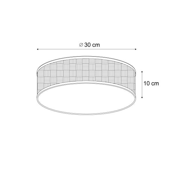 Technische Zeichnung einer Deckenleuchte mit Durchmesser 30 cm und Höhe 10 cm