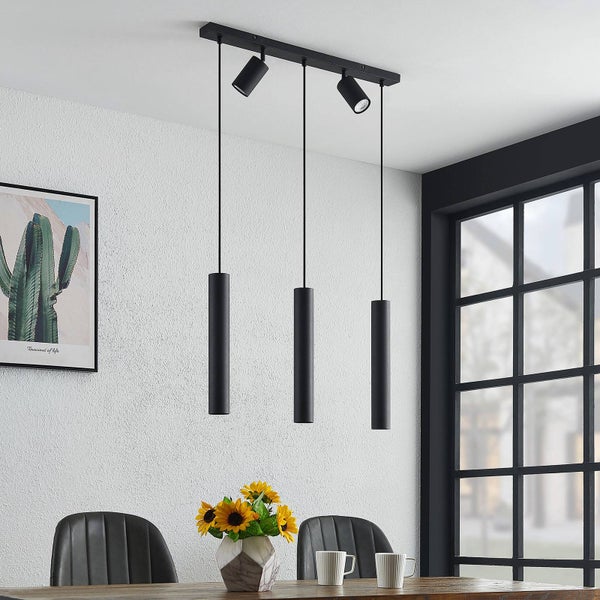 Lindby Pendelleuchte Sanad (Modern) in Schwarz aus Metall (5 flammig, GU10) - Deckenlampe Esstischlampe Hängelampe Hängeleuchte Wohnzimmerleuchte