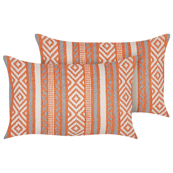 Dekokissen 2er Set INULA Baumwolle 30 x 50 cm Orange Geometrisches Muster