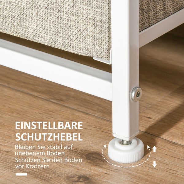 HOMCOM Schubladenschrank Aufbewahrungsschrank mit faltbaren 7 Stoffschubladen Metallgestell + Holz + Vliesstoff Hellgrau 63,5 x 30 x 71 cm