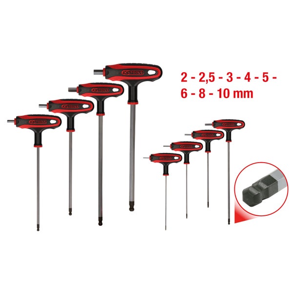 KS TOOLS T-Griff-Innensechskant-Kugelkopf-Schlüssel-Satz 8tlg. - 151.8155