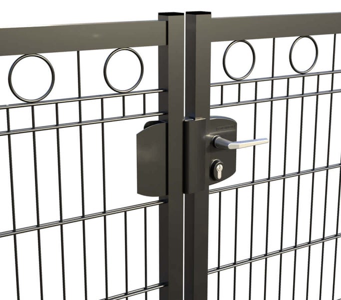 Gartentor ZAUNGURU BASIC-Line Berlin Kreis aus Metall, Höhe: 83cm, Breite: 401cm, 2-flügelig inkl. Pfosten, Schloss und Zubehör, Feuerverzinkt und in RAL 7016 Anthrazitgrau pulverbeschichtet