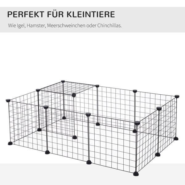 PawHut Gittergehege, Freigehege, 106 x 73 x 36 cm, Metall, Schwarz
