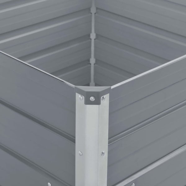 Detailansicht eines Hochbeets aus Metall mit Eckverstärkung