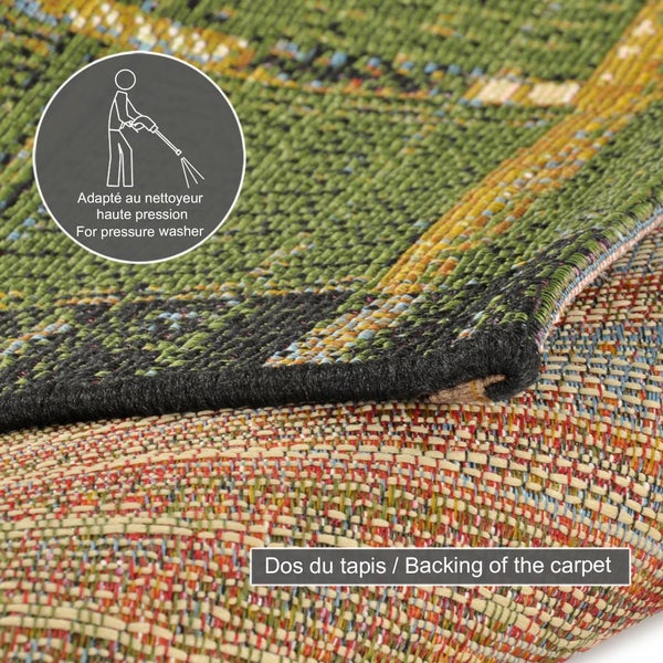 Gewebter Outdoorteppich mit abstrakten Muster Auora Grün 300x400 cm
