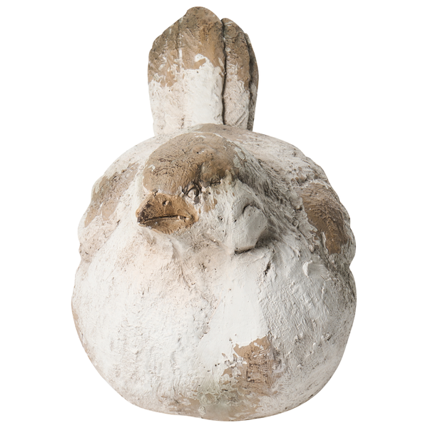 Gartenfigur kleiner Vogel aus Magnesia mit antikem Finish.