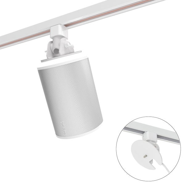 Sonos Lautsprecher an einer Stromschiene befestigt