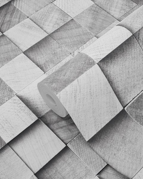 Tapetenrolle mit dreidimensionalem Würfelmuster