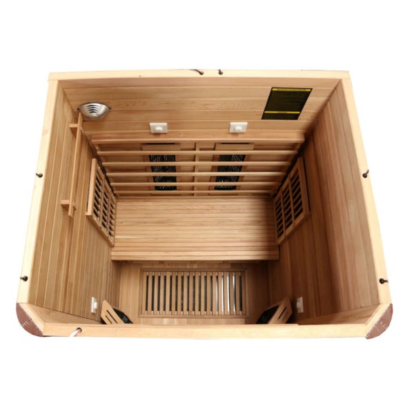 Dewello® Infrarotkabine Infrarotsauna TORONTO 127cm x 106cm inkl. 4 Vollspektrumstrahler, 4 Karbonstrahler, 4 Personen