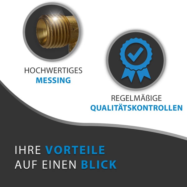 PELMOS Gasdruckregler aus Messing I Zum genauen Regulieren der Gaszufuhr I Stufenloses Gasventil für Gasgrills und andere Gasgeräte