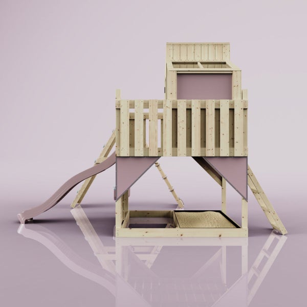 Spielturm mit Rutsche, Leiter und Sandkasten aus Holz