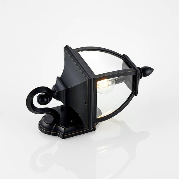 Lindby Wandleuchte außen (Laterne) Cerys (spritzwassergeschützt (Retro, Vintage Antik) in Schwarz (1 flammig E27) - Außenwandleuchten Wandlampe Led Außenlampe Outdoor für