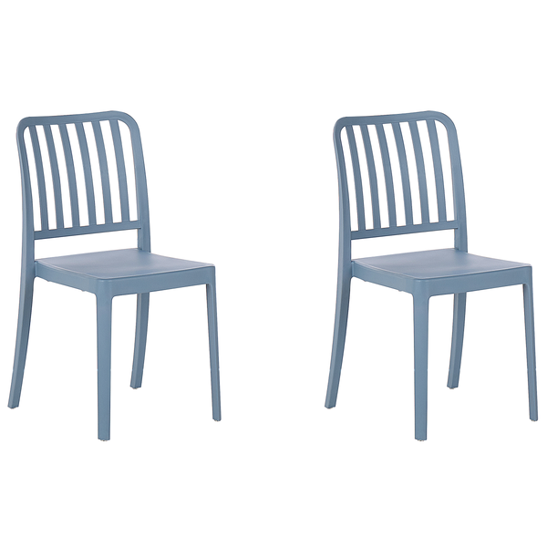 Gartenstuhl 2er Set SERSALE Kunststoff Blau