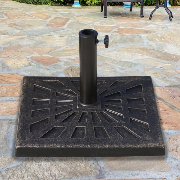 Outsunny Sonnenschirmständer 15 kg Schirmhalter Regenschirm Base für  Ø38 mm Ø48 mm Kunstharz Schwarz 47 x47 x 32 cm