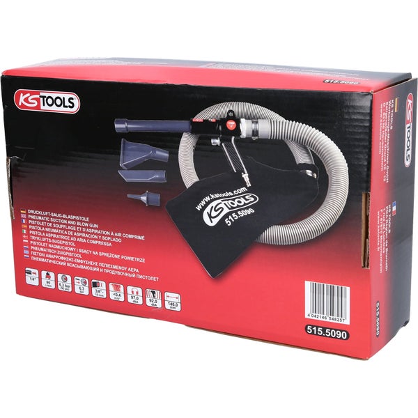 KS Tools Druckluft-Industriesauger mit Zubehör und Staubbeutel