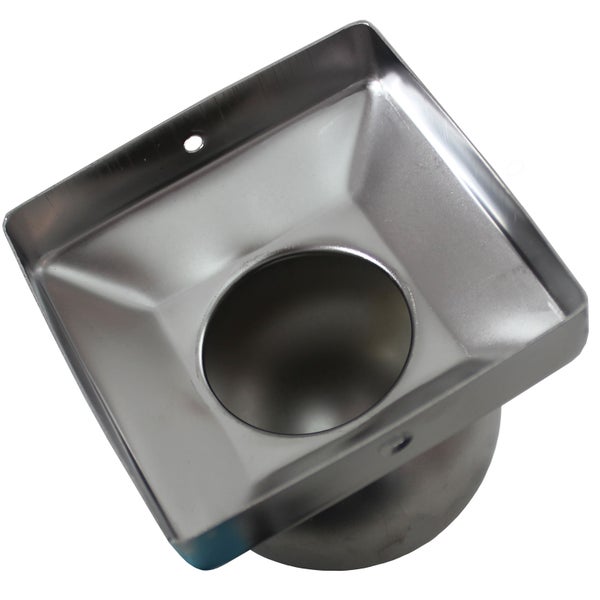Aufsatzstück aus Metall mit quadratischer Abdeckung und mittiger, runder Öffnung