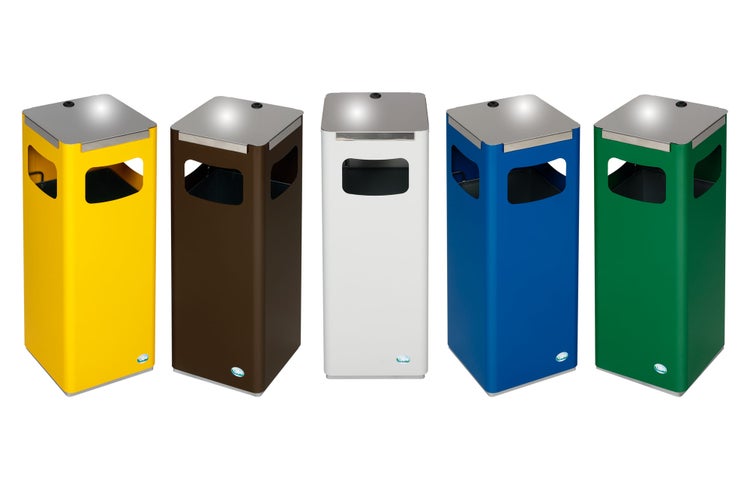 PROREGAL Robuster Modularer Wertstoffsammler Mit Edelstahldeckel 22 Liter HxBxT 68 x 25 x 25 cm Verzinkter Stahl Braun