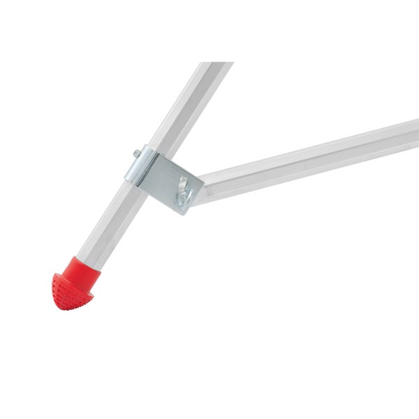 Detailansicht einer Leiter mit rutschfesten Füßen und Verbindungselementen.