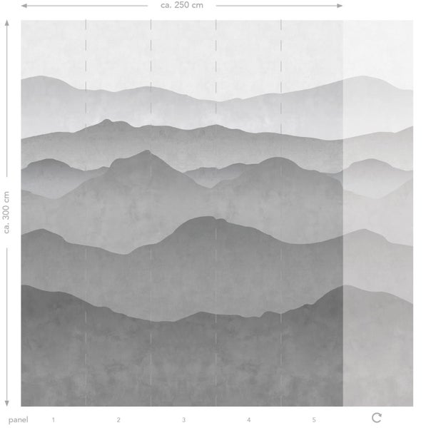 Tapete mit Berglandschaft, circa 250 cm breit und circa 300 cm hoch