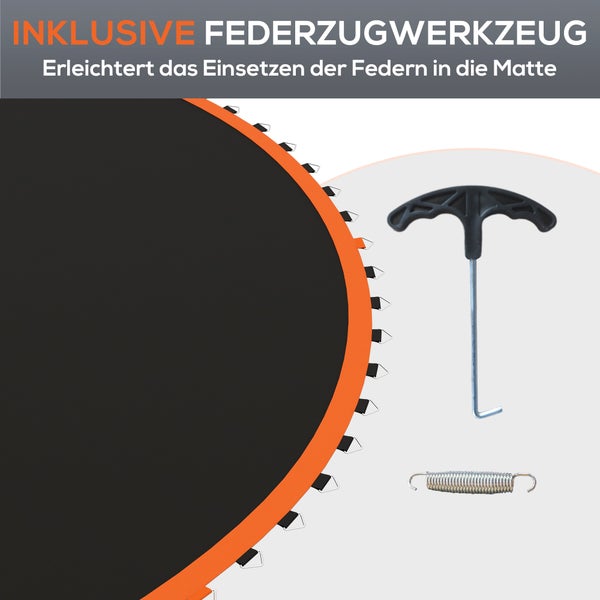 SPORTNOW Trampolinmatte, Ø323 cm Sprungmatte passend für 3,66 m Trampolin, Trampolinrahmen mit 14 cm Federn, 72 Ringen, Trampolin-Ersatz-Matte, Schwarz