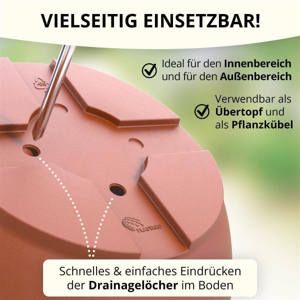 Plastard Übertopf 5er-Set Ø 21 x 18 cm – Terrakotta | Stilvolle Pflanzgefäße für Haus und Garten