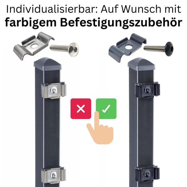 Pfosten mit optionalem farbigem Befestigungszubehör
