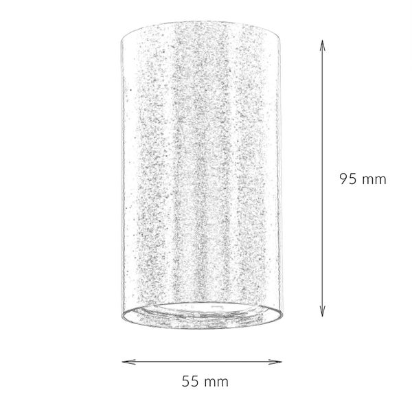 Zylindrisches Glas mit den Maßen 95 mm Höhe und 55 mm Durchmesser