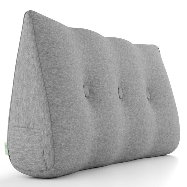 DYNMC you Bequemes Rückenkissen Baumwoll-Optik 90cm, Oeko-TEX, Modernes Keilkissen Bett, Mittelharter Polsterung - Perfekt als Lesekissen, Wandkissen, Rückenlehne - Premium Bett Kopfteil