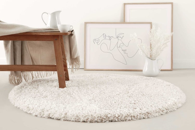 Nachhaltiger Teppich Rund Creme Beige soft & weich Matteo Homie Living 200 cm rund