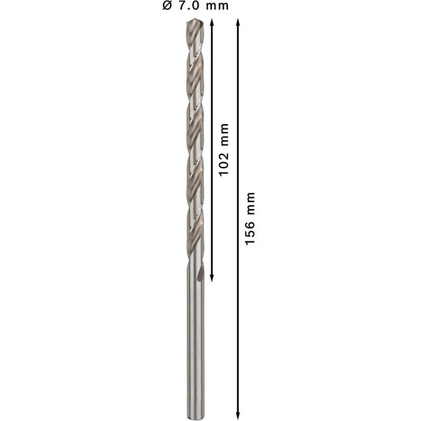 Metallbohrer mit einem Durchmesser von 7,0 mm und einer Länge von 156 mm