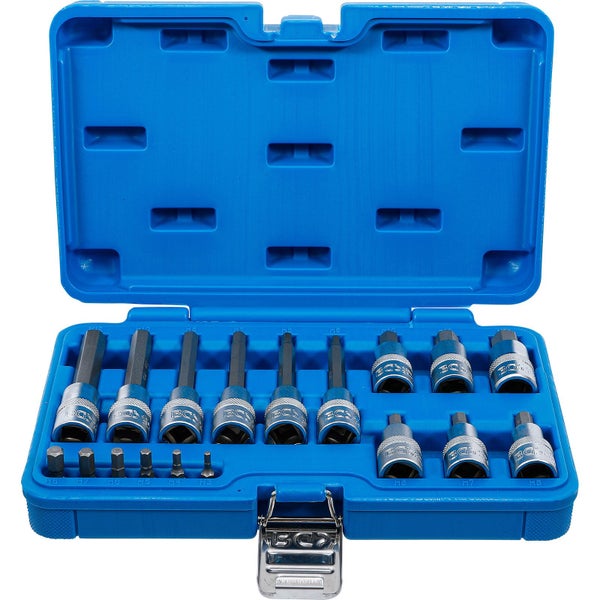 BGS Bit-Einsatz-Satz Antrieb Innenvierkant 6,3 mm (1/4) / 12,5 mm (1/2) Innensechskant 18tlg.  - 5171