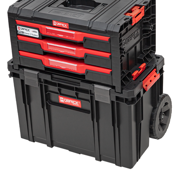 PROREGAL QBRICK Werkzeugtrolley Two 38 Liter Mit Deck & Teleskopgriffe Mit Klemmverschlüsse Mit 2 Verstellbaren Fächern Metall Schwarz