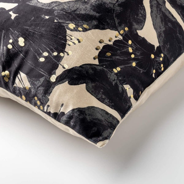Mosi Kissenbezug - Mit Blumenmuster 45x45 cm, Schwarz