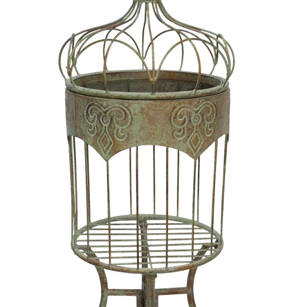 Dekorative Pflanzsäule im Vintage-Stil aus Metall
