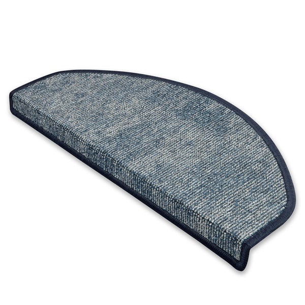 FLOORDIREKT Stufenmatte York - Widerstandsfähig & Pflegeleicht - Blau - Halbrund - 19 x 56 cm