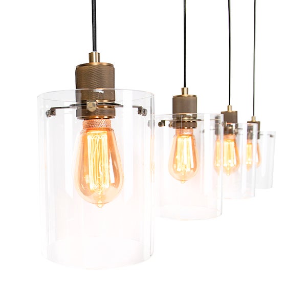Skandinavische Hängelampe Bronze mit Glas 4-Licht - Kuppel